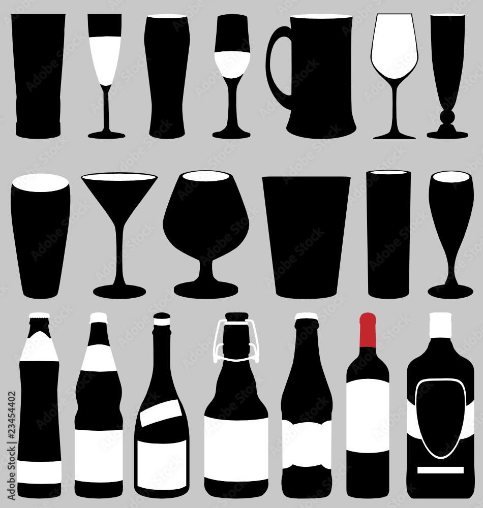 glasses and bottles set glasses and bottles set