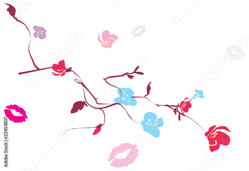 floral branches and traces of kisses