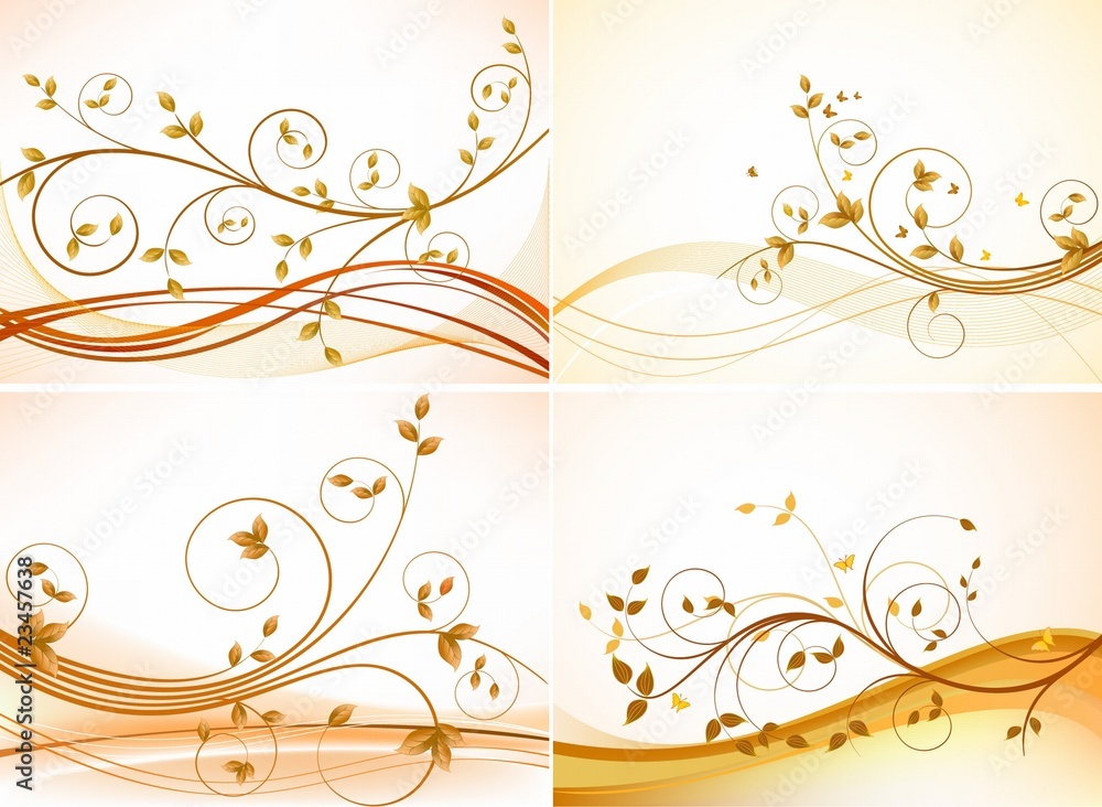 Set of floral abstract backgrounds vector Set of floral abstract backgrounds vector
