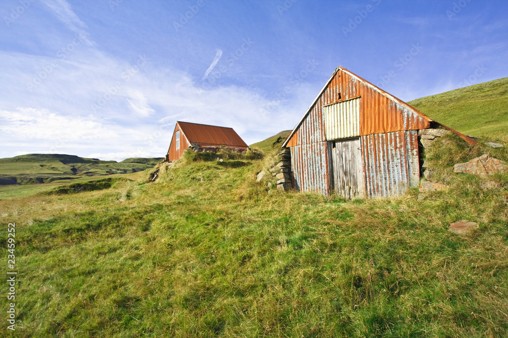 Islande - Cabanes paysannes au Lakagigar Islande - Cabanes paysannes au Lakagigar