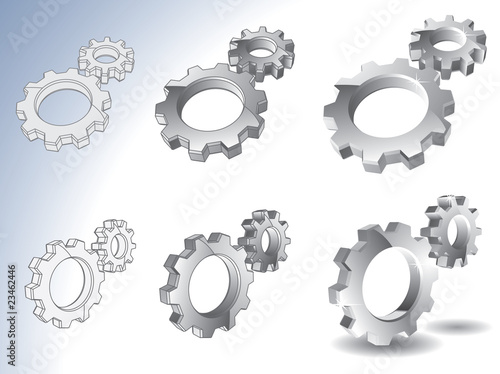 3d chrome gears isolated on white