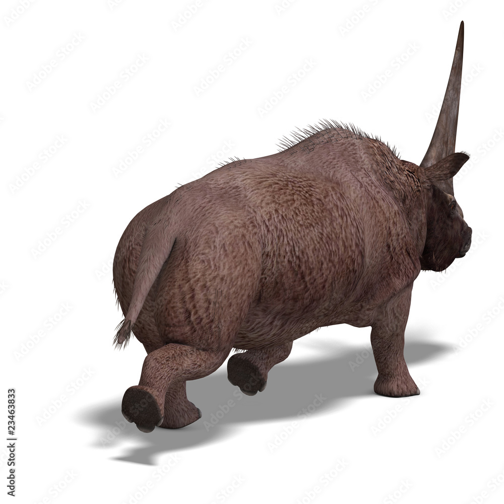 Naklejka premium Dinosaur Elasmotherium. .3D rendering with clipping path and sha
