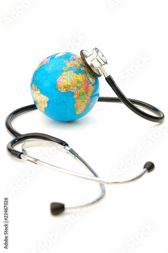 Globe and stethoscope