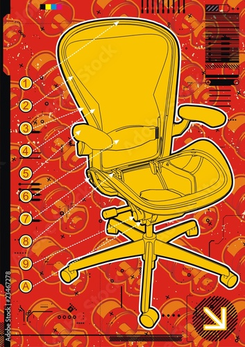 Office chair design template with screw background.