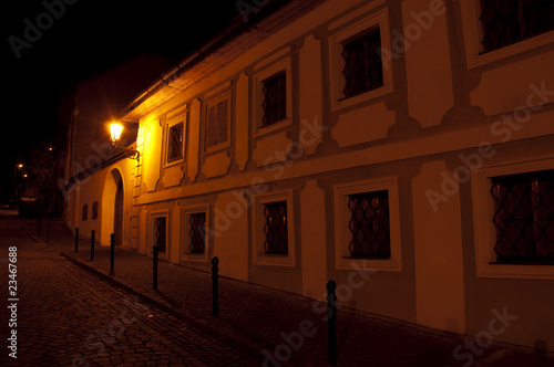 Street light on the Main square of Banska Stiavnica in the night