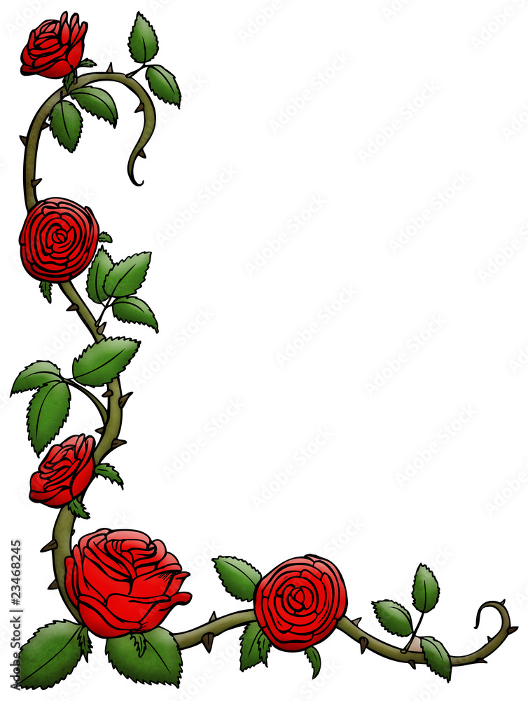 Ranke, Eckverzierung, Rosen, Rose, Rosenranke Stock-Illustration