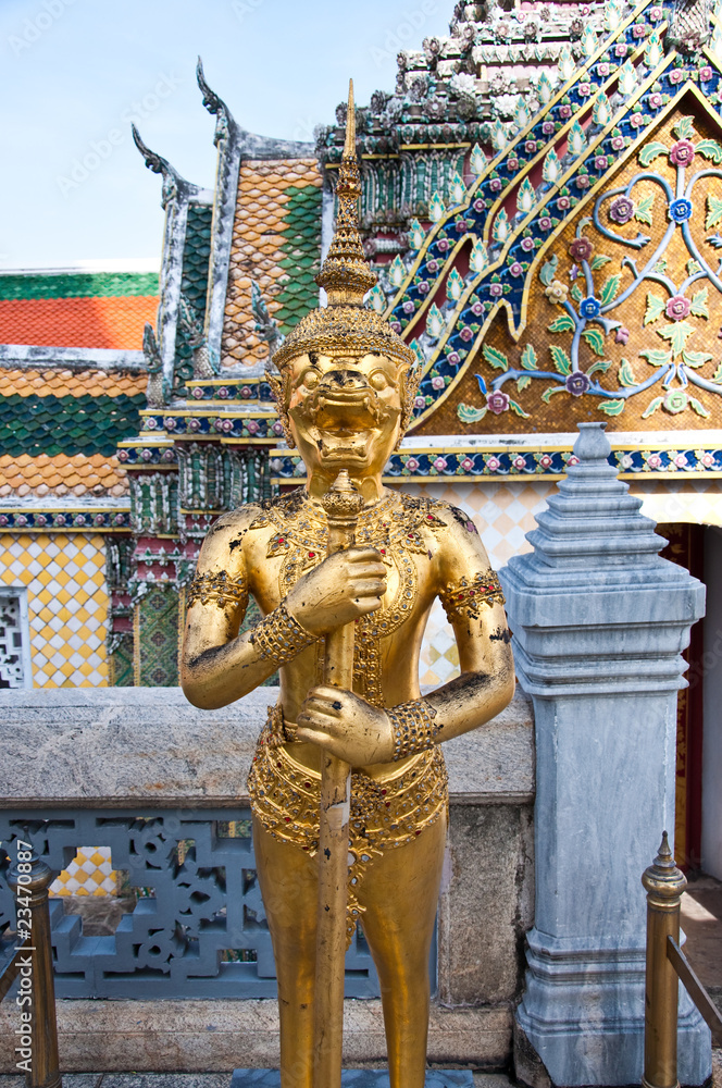 The Golden Statue in The Grand Palace Bangkok, Thailand