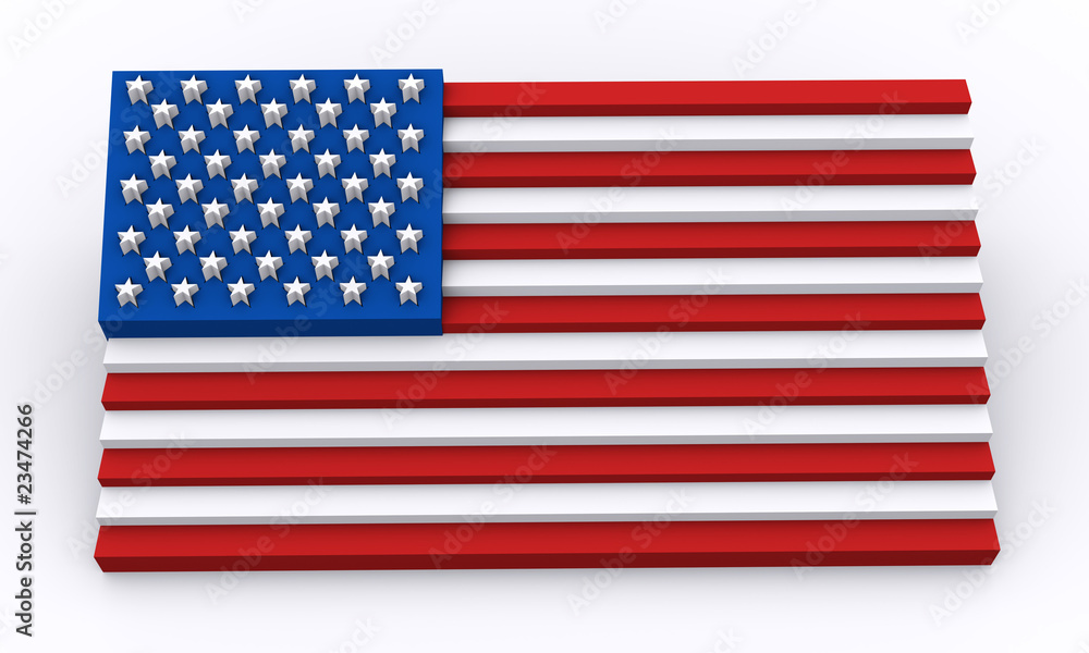 USA flag designed with 3d shapes USA flag designed with 3d shapes