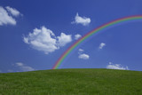 Grassland, rainbow and cloud