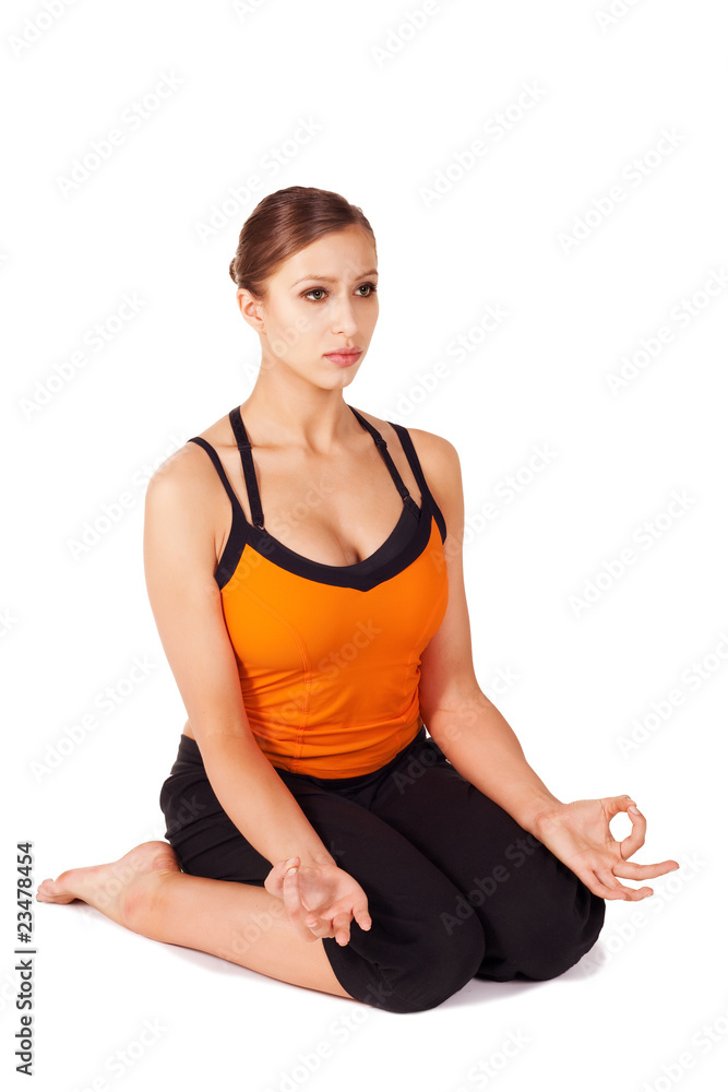 Woman doing Prenatal Yoga Exercise Woman doing Prenatal Yoga Exercise