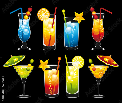 Beautiful cocktails transparent glasses collection