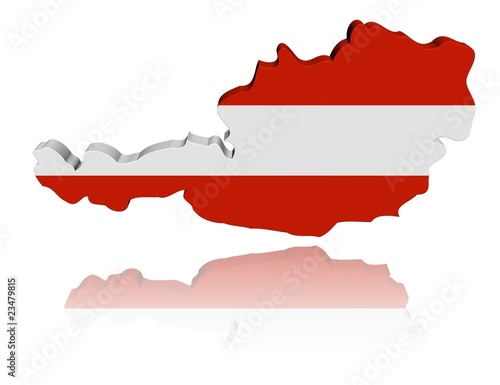 Austria map flag 3d render with reflection illustration
