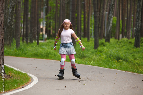 Girl riding rollerblades
