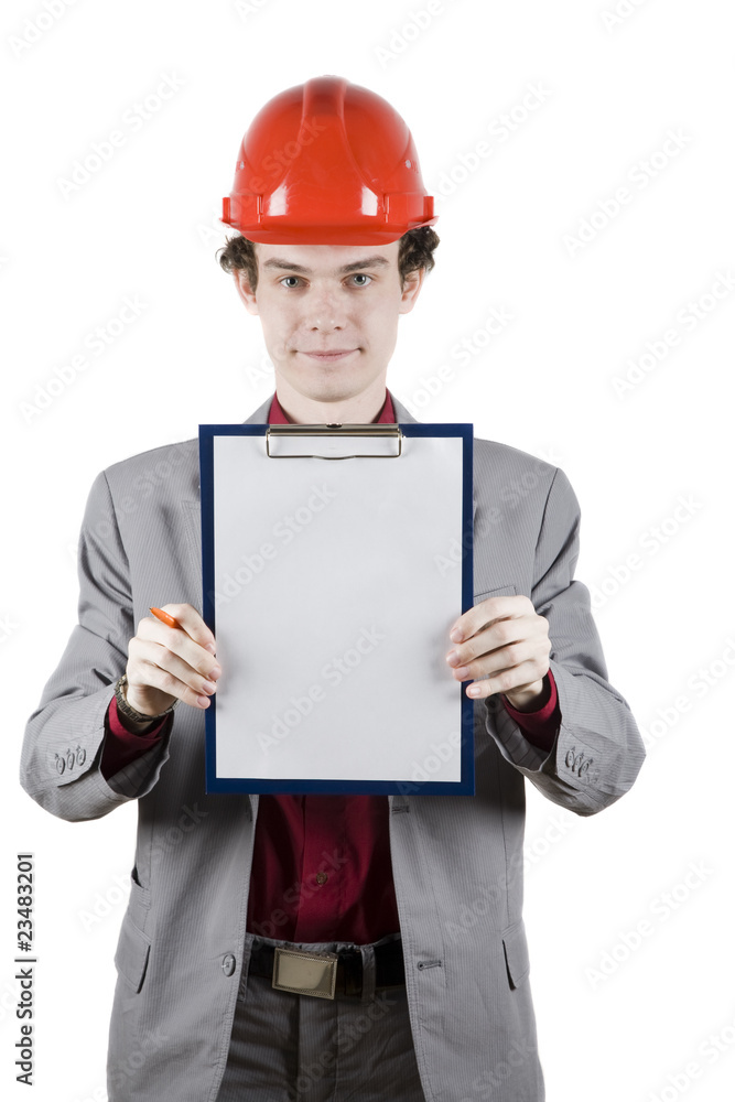 engineer showing map-case