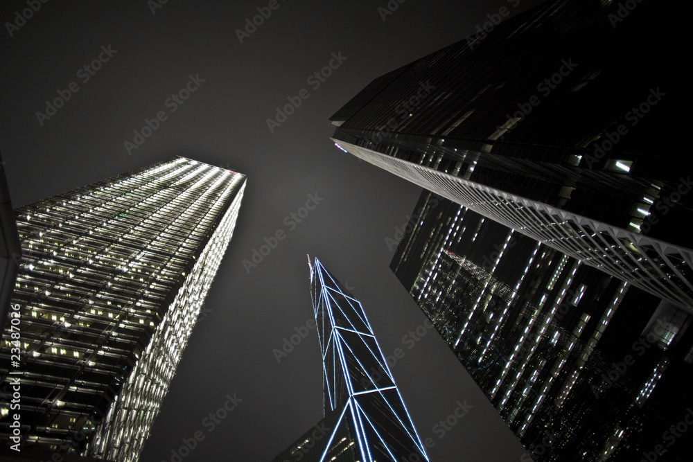 Fototapeta premium facade of skyscrapers by night