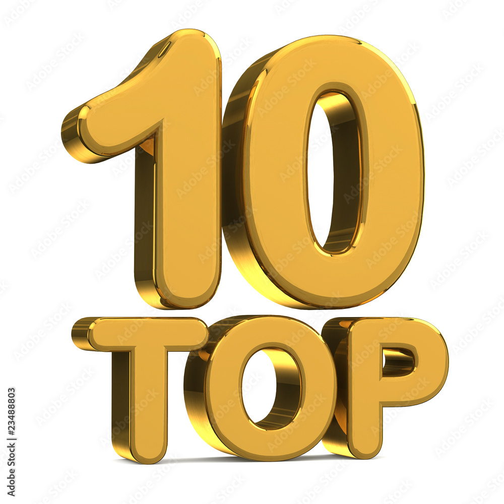 top 10 on white background isolated top 10 on white background isolated