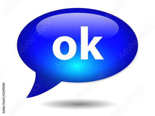 OK speech bubble icon (web button internet go yes start vector)