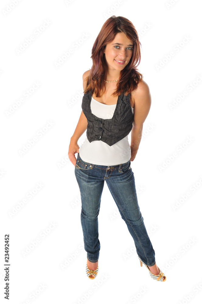 lovely young teen beauty on a white background lovely young teen beauty on a white background