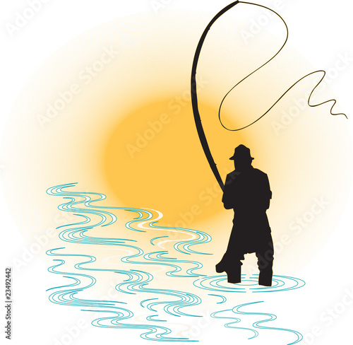 Fisherman in a sunset.