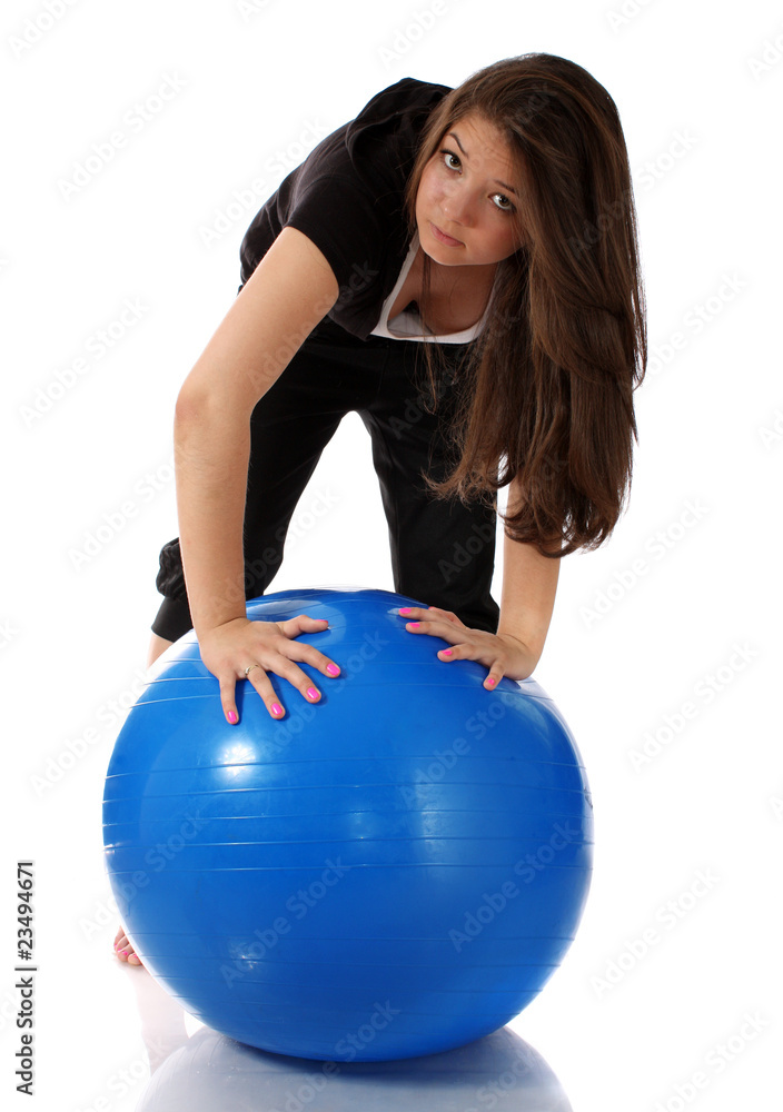 girl-teenager about a gymnastic ball, isolated. girl-teenager about a gymnastic ball, isolated.