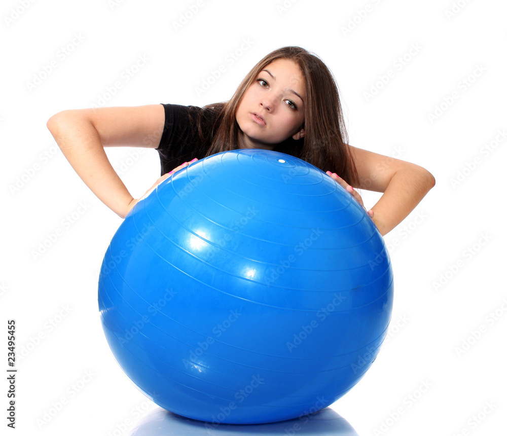 girl-teenager about a gymnastic ball. girl-teenager about a gymnastic ball.