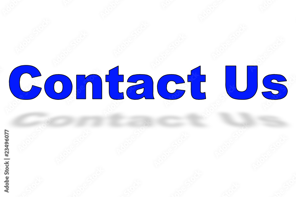 Words CONTACT US floating with shadow on white Words CONTACT US floating with shadow on white