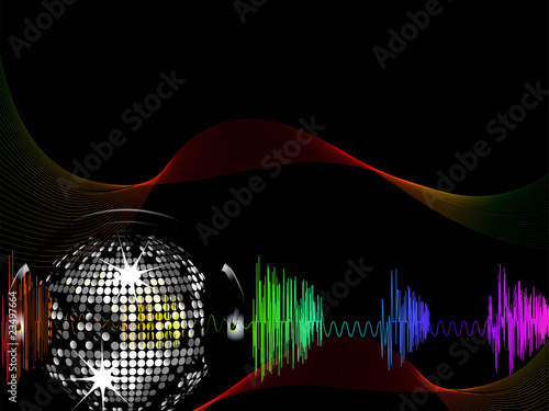Silver disco ball and equaliser