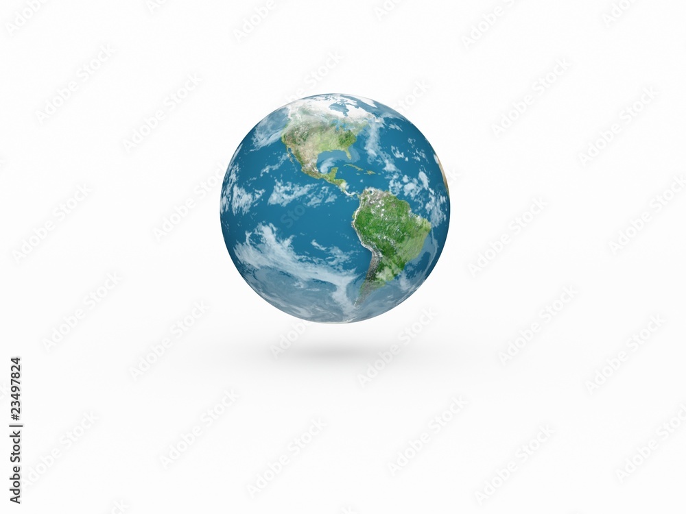 Earth model on white background with shadow Earth model on white background with shadow