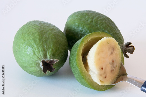 Delicious feijoa fruit ready to eat.
