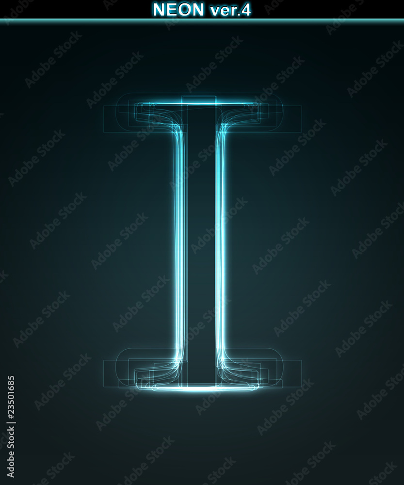 Glowing neon font. Shiny letter I Glowing neon font. Shiny letter I