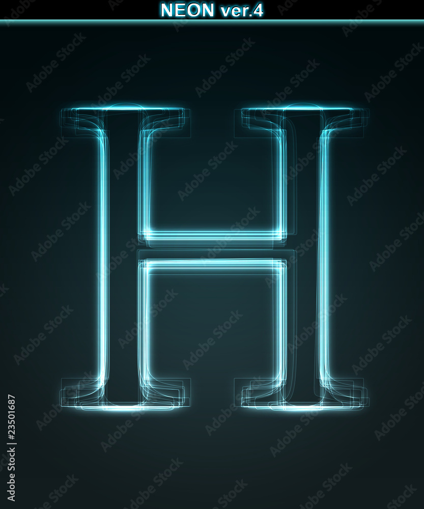 Glowing neon font. Shiny letter H Glowing neon font. Shiny letter H