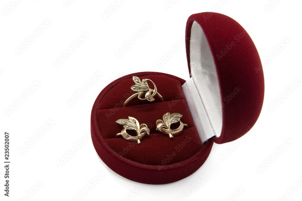кольцо и серьги в подарочной коробке №2 Stock Photo
