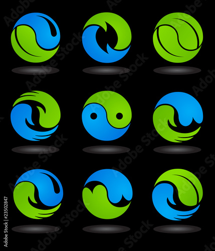 Collection of conceptual  Yin Yang symbols - 2