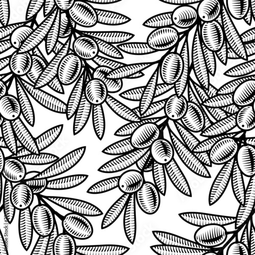 Seamless olive background black and white