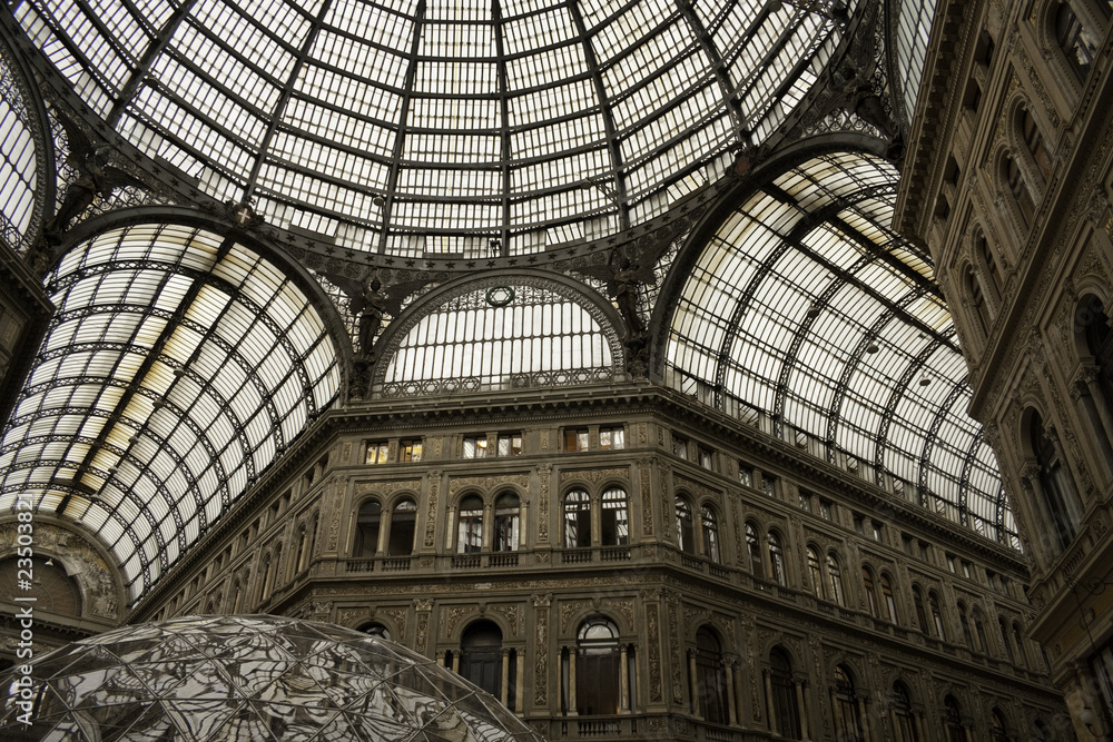 Glass Dome of Galleria Umberto I in Naples. Italy, Europe