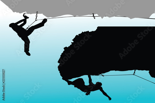 rock climbers silhouette collection - vector