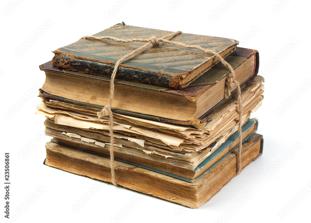 An old book with a crumpled sheet An old book with a crumpled sheet