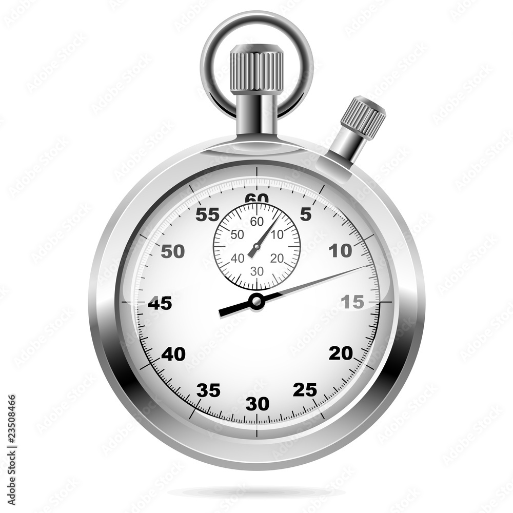 Retro mechanic chromed stopwatch vector illustration. - obrazy, fototapety, plakaty 