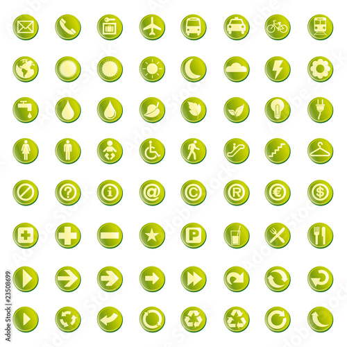 64 set presentation buttons icons symbol web eco. vector photo