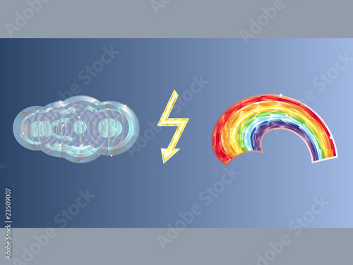 Set of  3 crystal emblems (Rainbow, cloud, lightning).