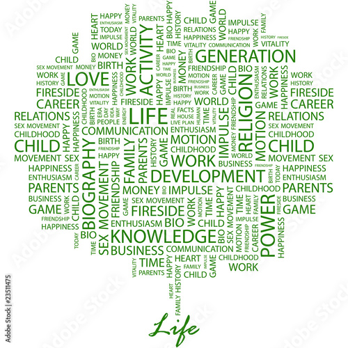 LIFE. Word cloud concept illustration.