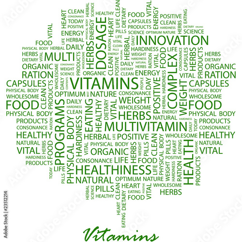 VITAMINS. Word cloud concept illustration.