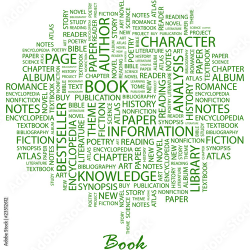 BOOK. Word cloud concept illustration.