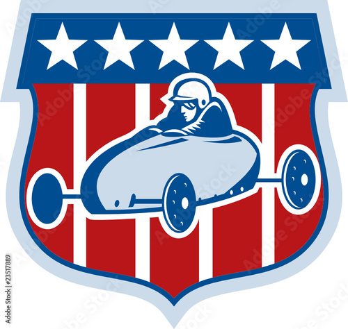 Soap box derby car with stars and stripes
