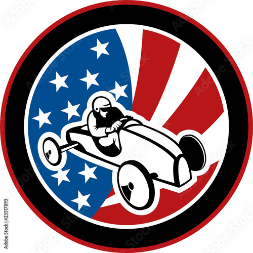 Soap box derby car with stars and stripes