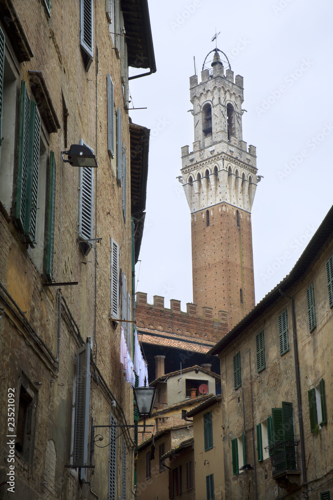 Siena - aisle and town-hall tower