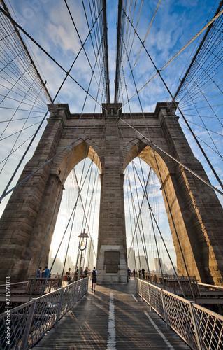 Upward view of Brooklyn Bridge