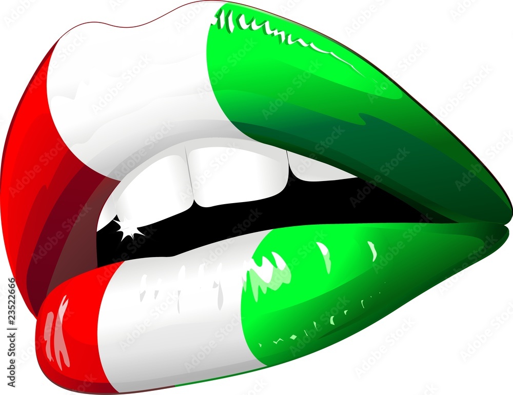 Naklejka premium Labbra Sensuali Bandiera Italia-Italy Flag Sensual Lips-Vector