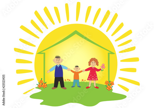 Happy family in house