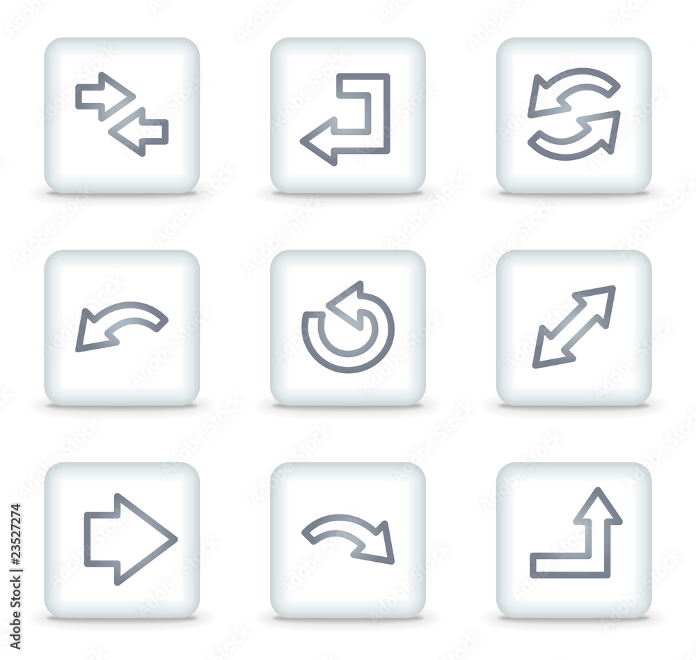 Arrows web icons set 1, white square buttons Arrows web icons set 1, white square buttons